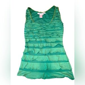 Vintage Max Studio True‎ Green Tiered Casual Tank Top Size Small